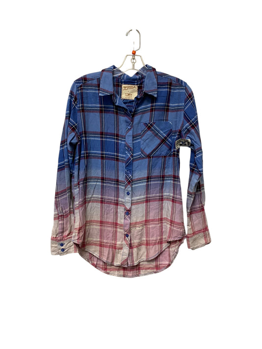 Top Long Sleeve By Arizona In Plaid Pattern, Size: S