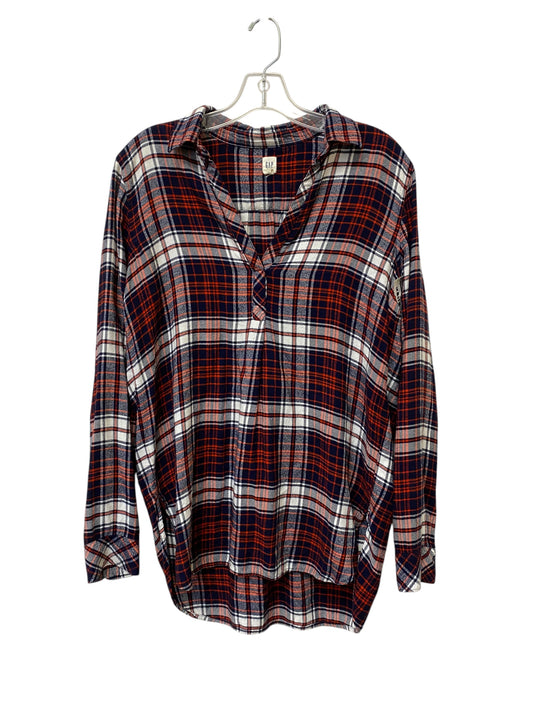 Top Long Sleeve By Gap In Plaid Pattern, Size: S