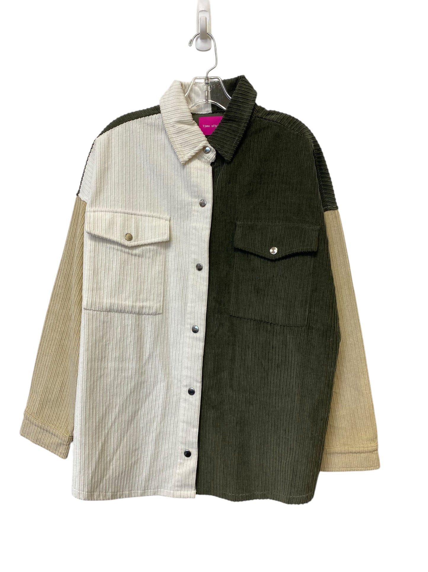 Jacket Shirt By Clothes Mentor In Cream & Green, Size: S