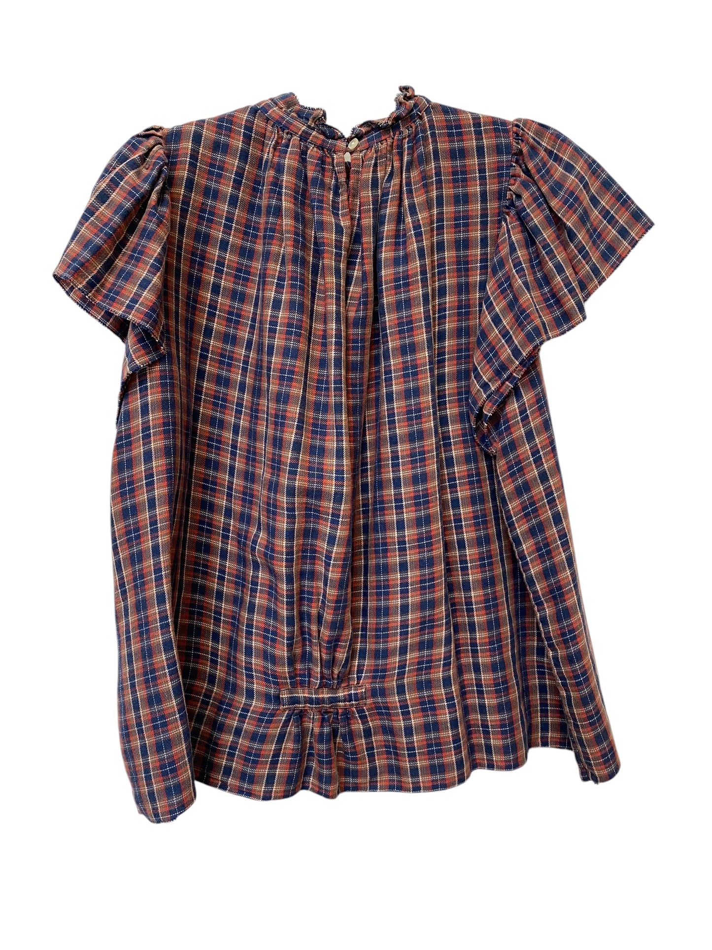 Top Short Sleeve By Clothes Mentor In Plaid Pattern, Size: M