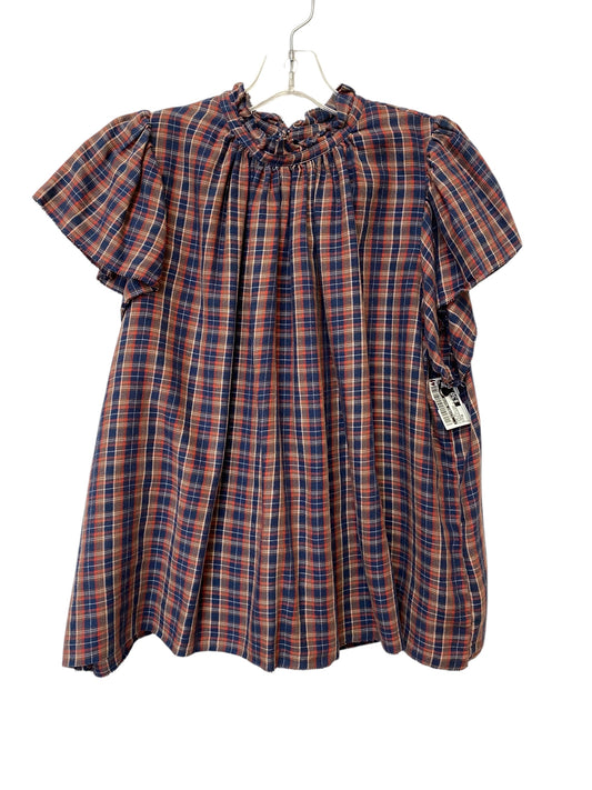 Top Short Sleeve By Clothes Mentor In Plaid Pattern, Size: M