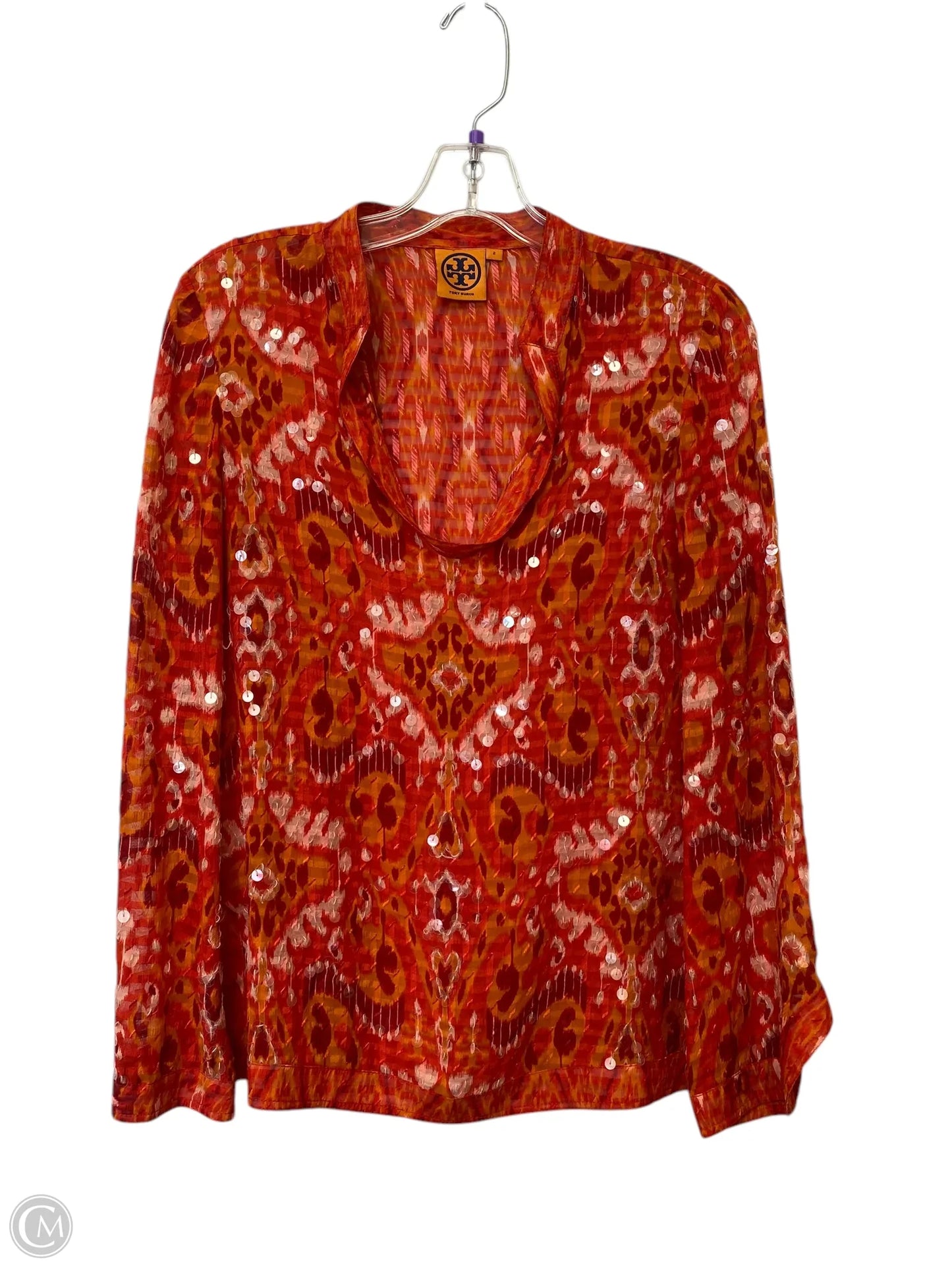 Top Long Sleeve Designer By Tory Burch In Orange, Size: 2