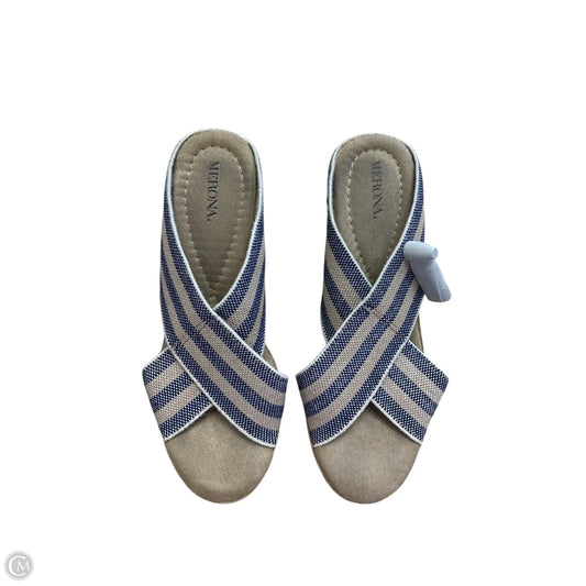 Sandals Heels Wedge By Merona In Striped Pattern, Size: 8