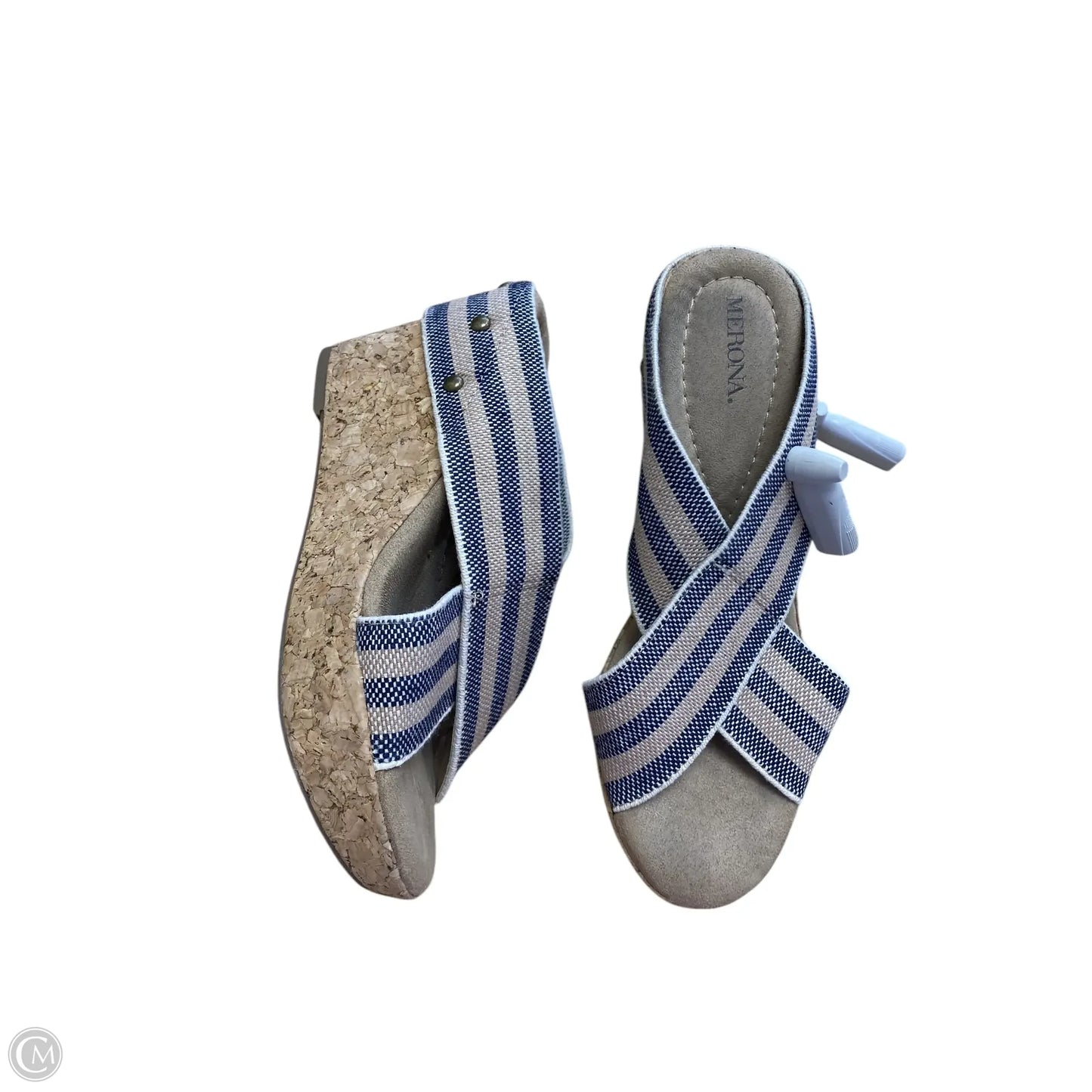 Sandals Heels Wedge By Merona In Striped Pattern, Size: 8