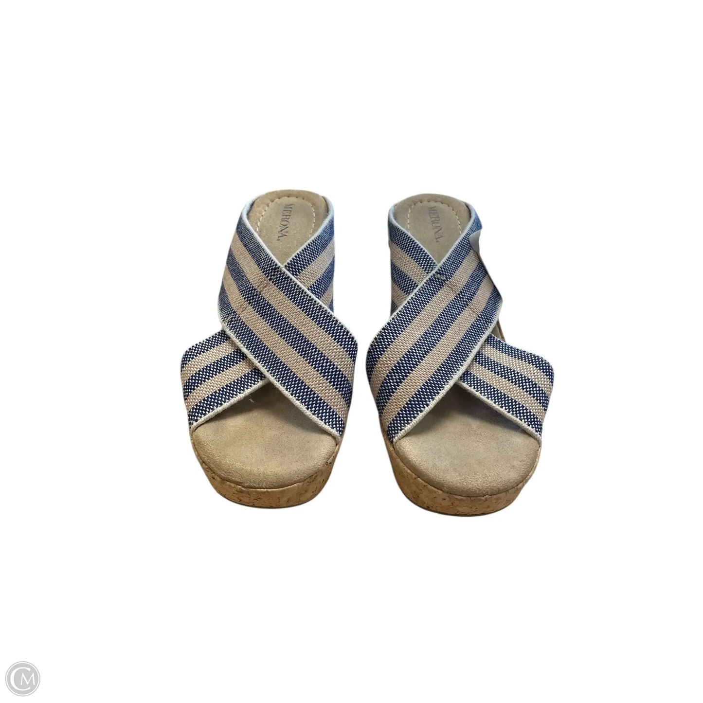 Sandals Heels Wedge By Merona In Striped Pattern, Size: 8