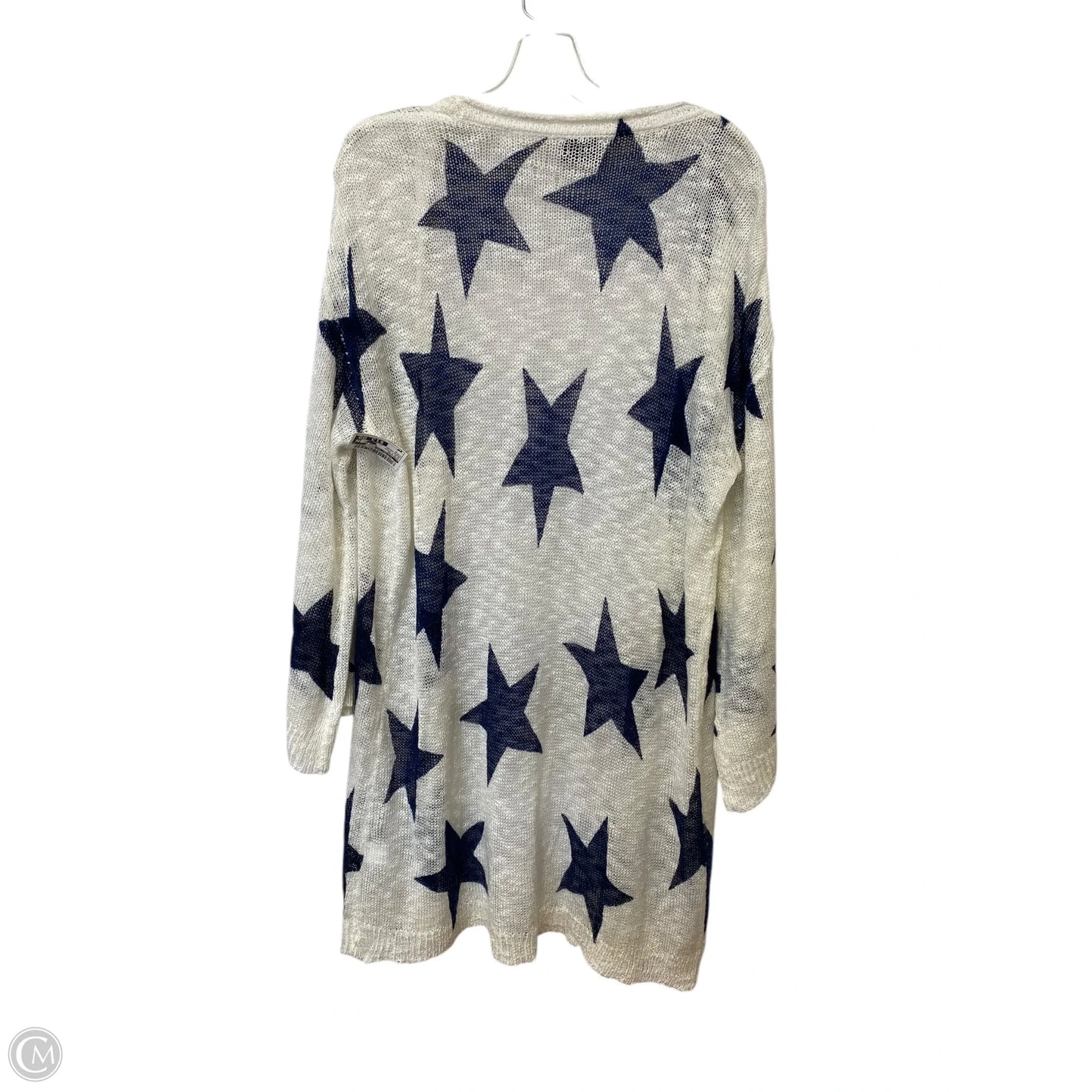 Cardigan By Clothes Mentor In Blue & Cream, Size: M