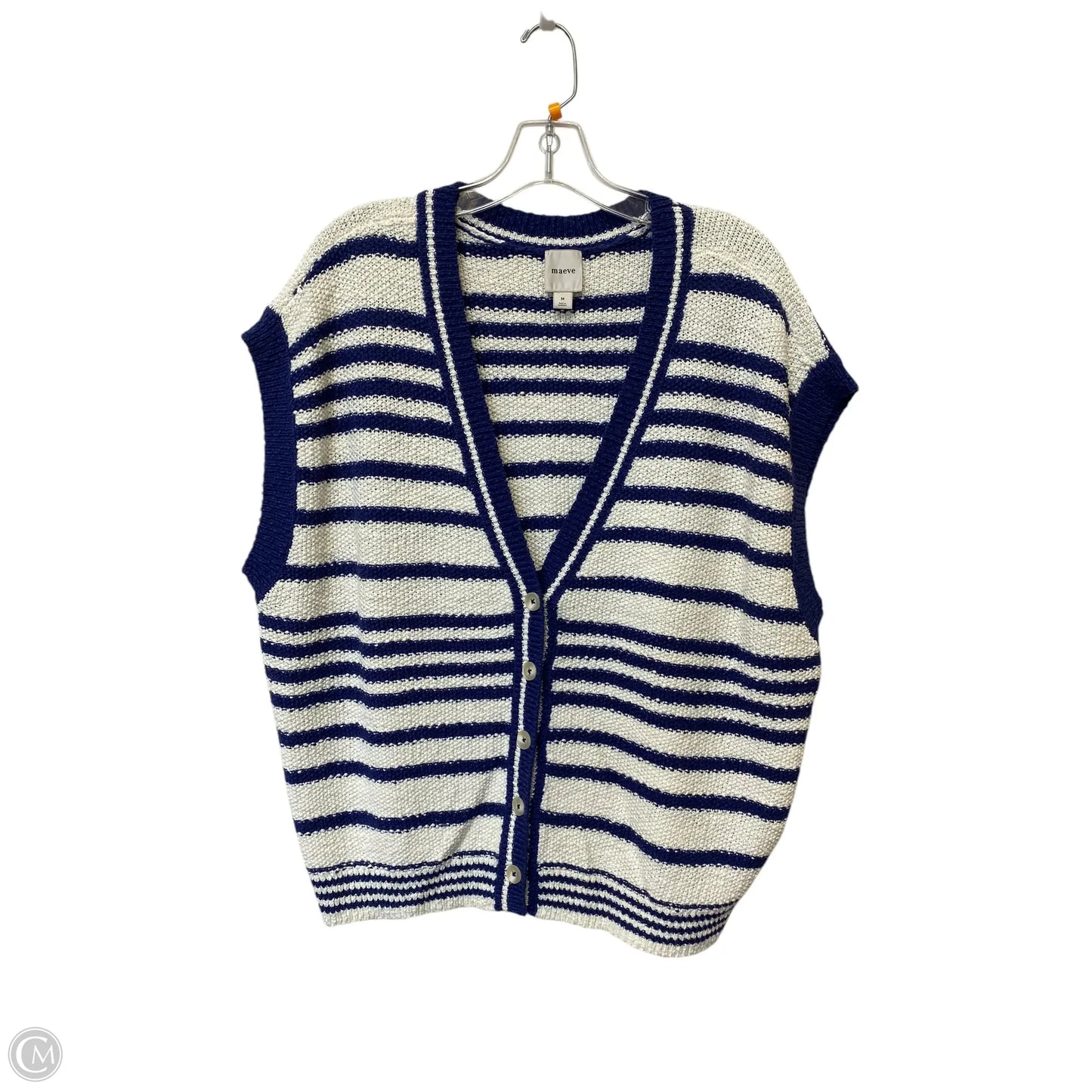 Vest Sweater By Maeve In Striped Pattern, Size: M