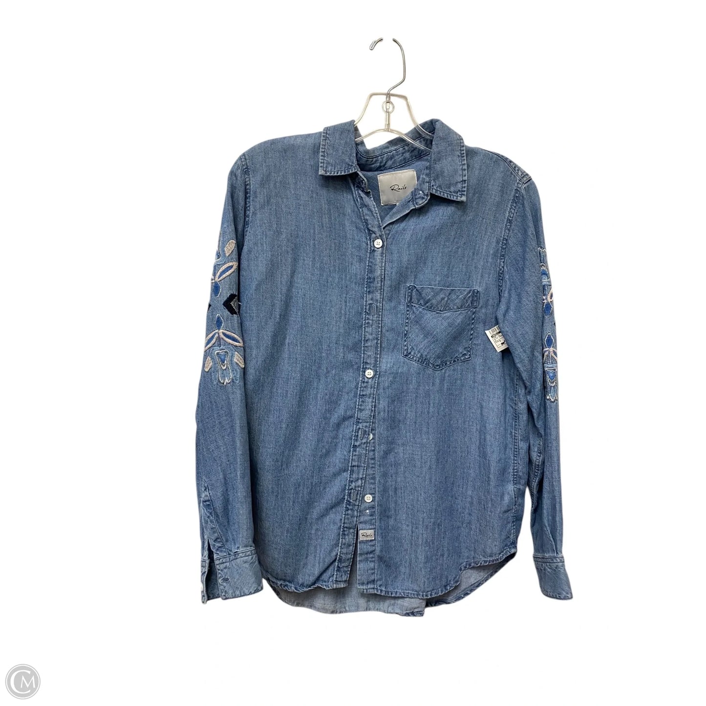 Top Long Sleeve By Rails In Blue Denim, Size: S