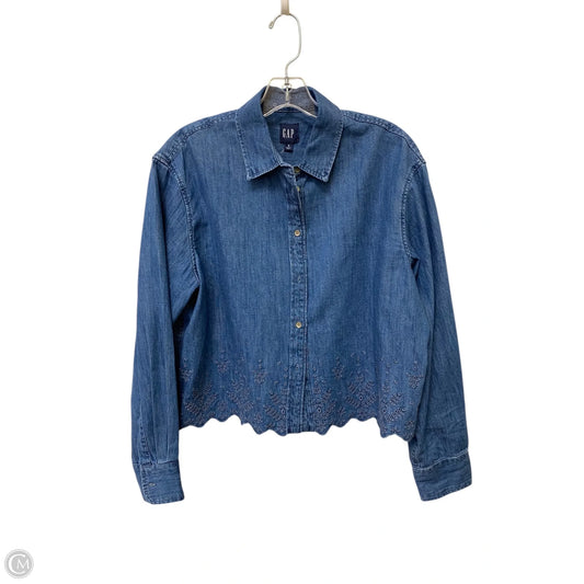 Top Long Sleeve By Gap In Blue Denim, Size: S