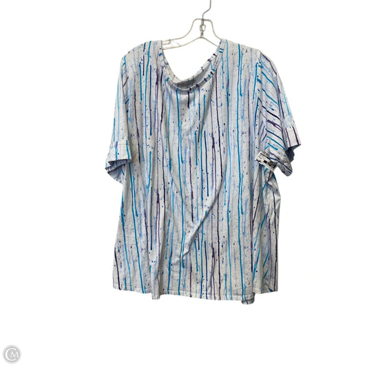 Top Short Sleeve By West Bound In Blue & White, Size: 3x