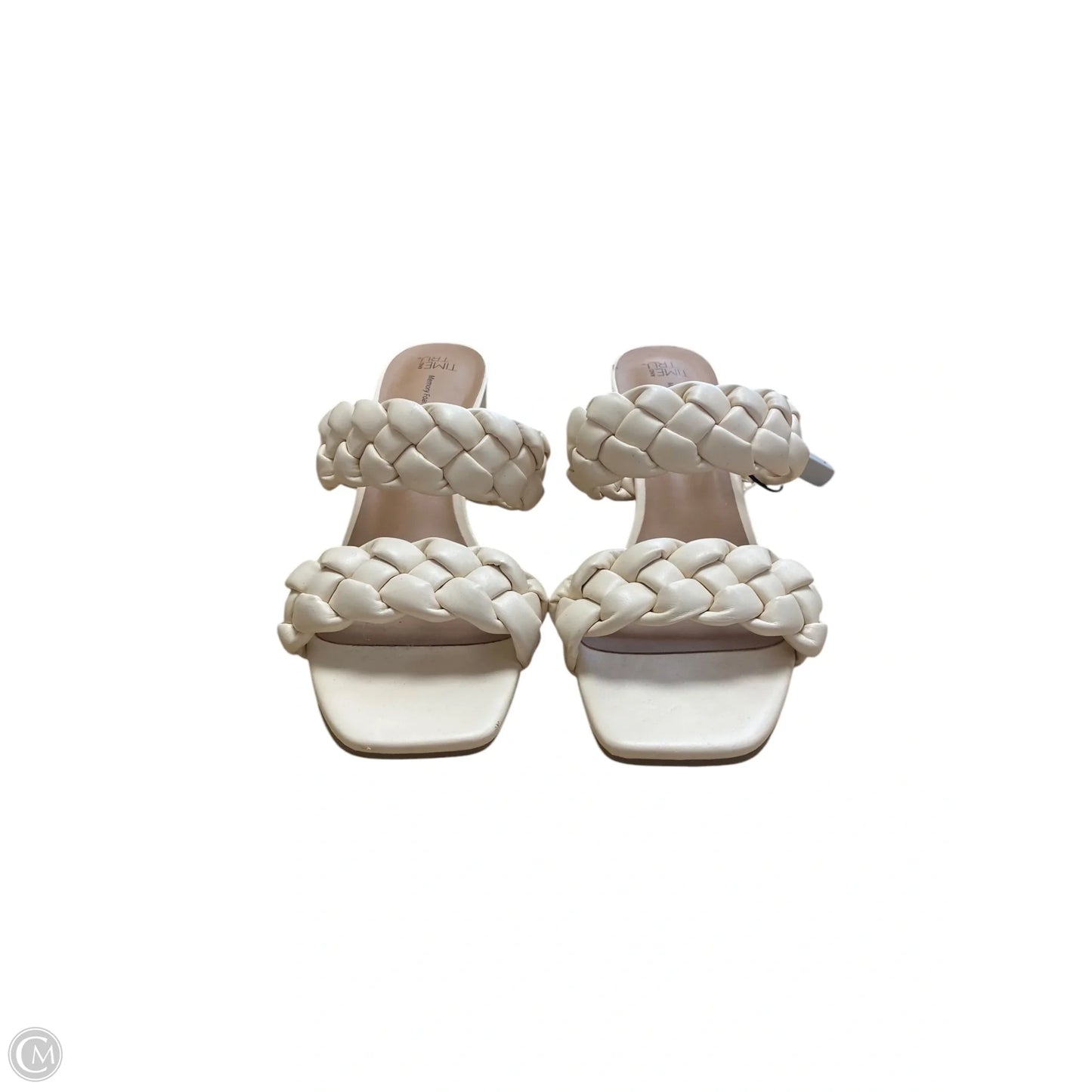 Sandals Heels Block By Time And Tru In Cream, Size: 8