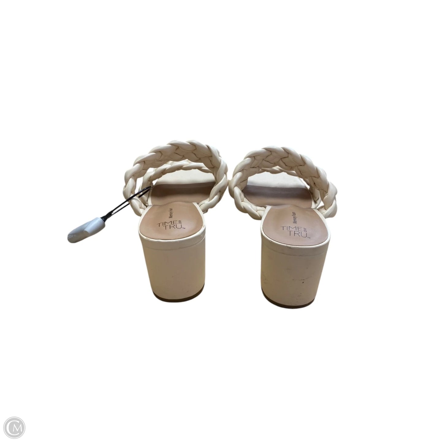 Sandals Heels Block By Time And Tru In Cream, Size: 8