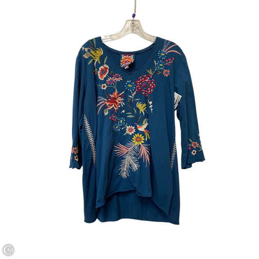 Tunic 3/4 Sleeve By Johnny Was In Floral Print, Size: L