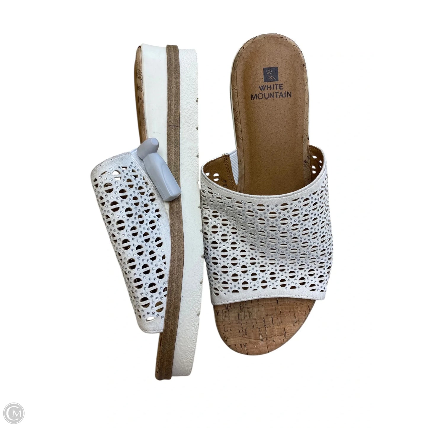 Sandals Heels Block By White Mountain In White, Size: 9.5