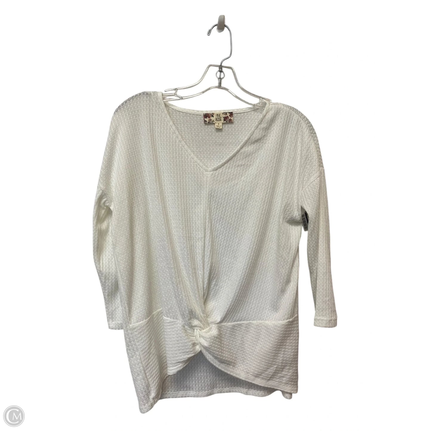 Top Long Sleeve By Pink Rose In White, Size: S