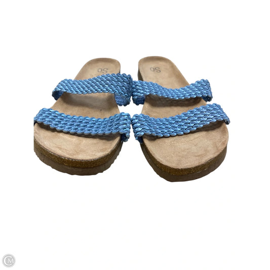 Sandals Flats By So In Blue, Size: 9.5
