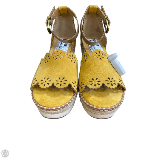 Sandals Heels Wedge By Crown Vintage In Yellow, Size: 8