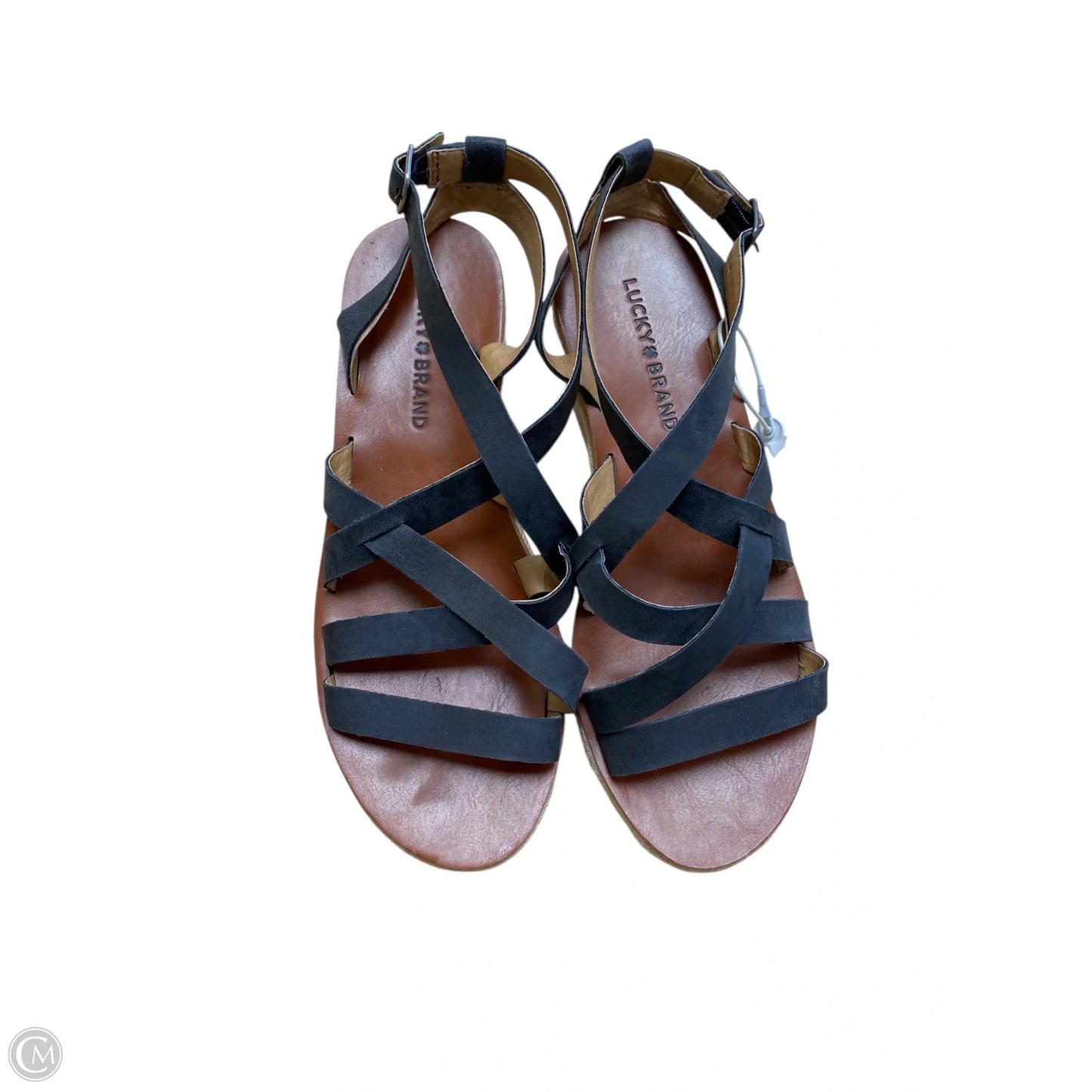 Sandals Heels Wedge By Lucky Brand In Black, Size: 8.5