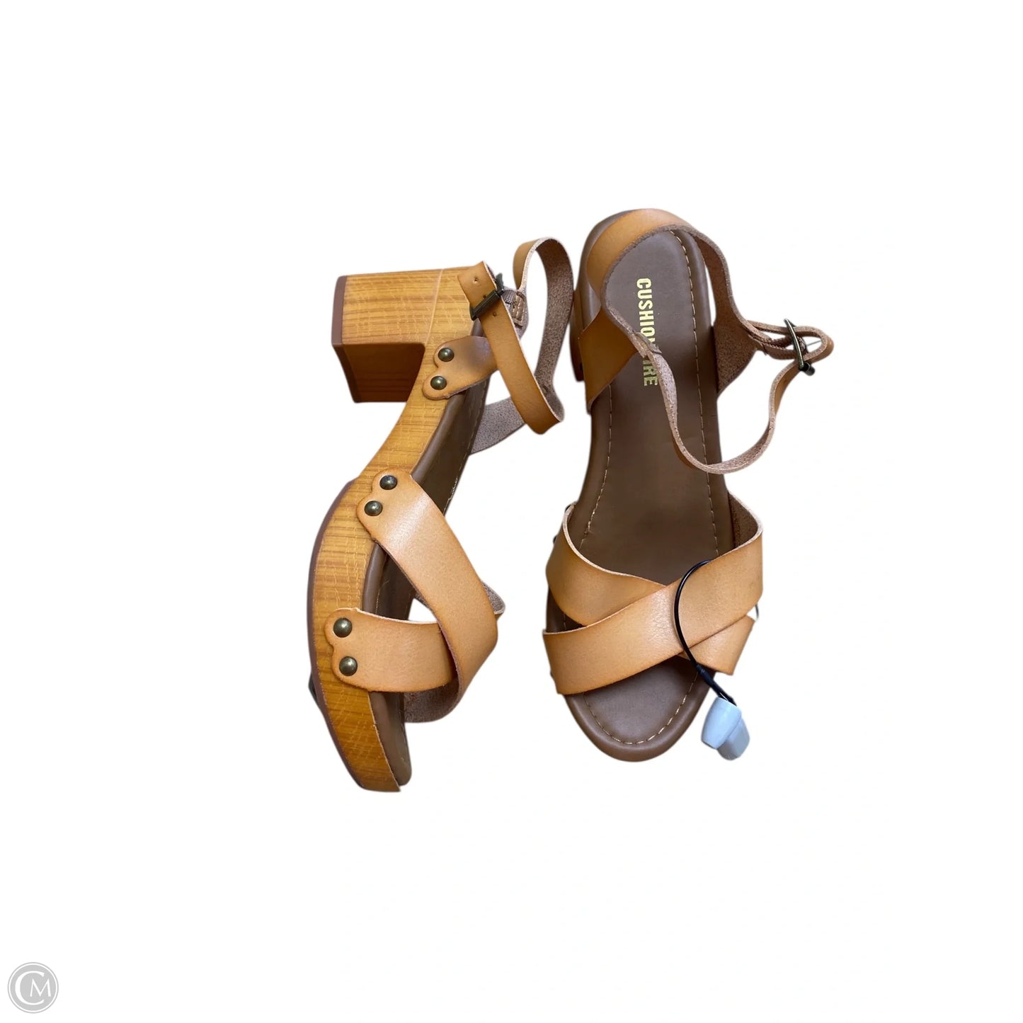 Sandals Heels Block By Cushionaire In Tan, Size: 6.5