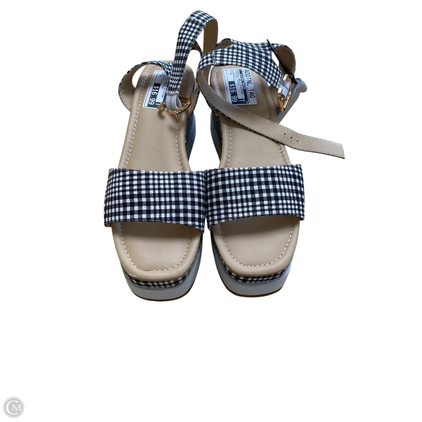 Sandals Heels Platform By Clothes Mentor In Checkered Pattern, Size: 8