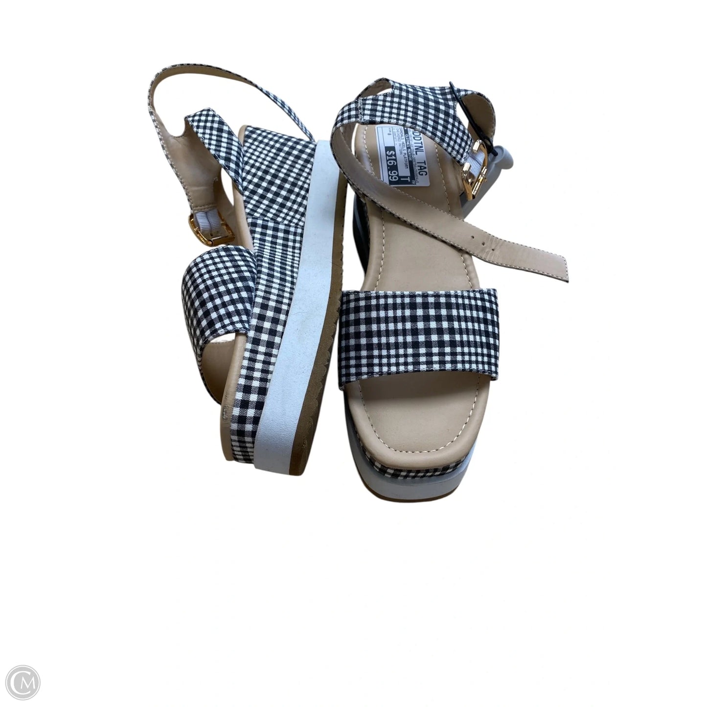 Sandals Heels Platform By Clothes Mentor In Checkered Pattern, Size: 8
