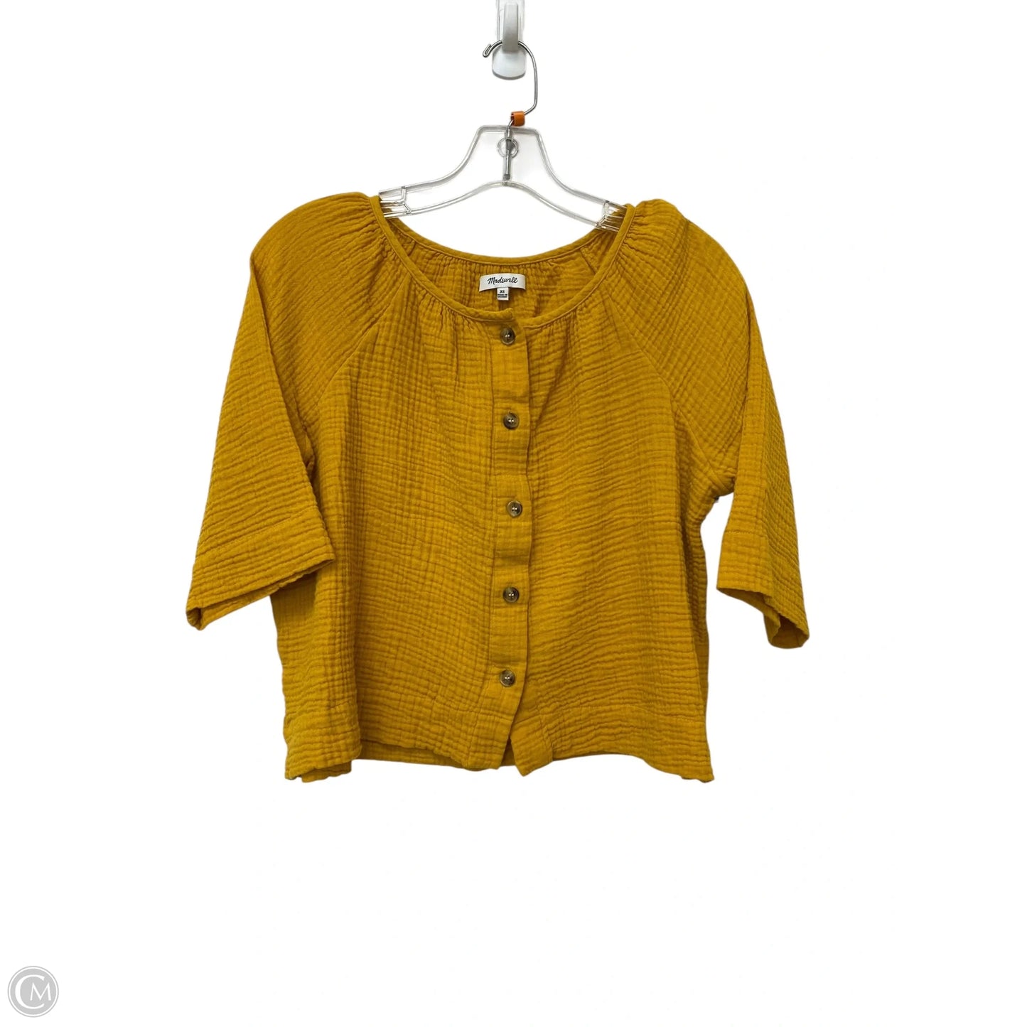 Top Short Sleeve By Madewell In Yellow, Size: Xs