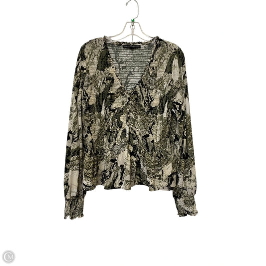 Top Long Sleeve By White House Black Market In Snakeskin Print, Size: L