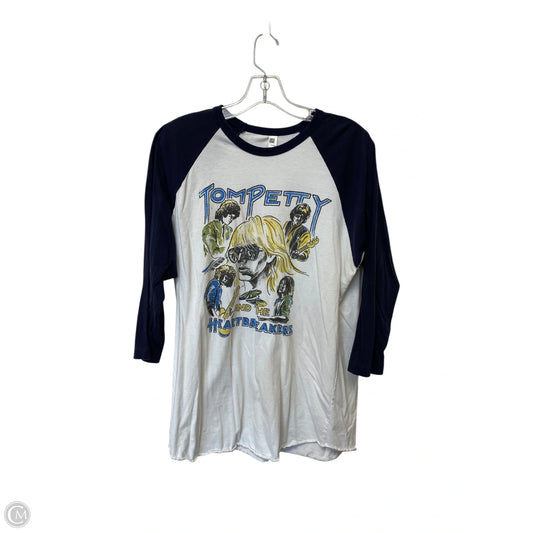 Top Long Sleeve By Cme In Blue & White, Size: M