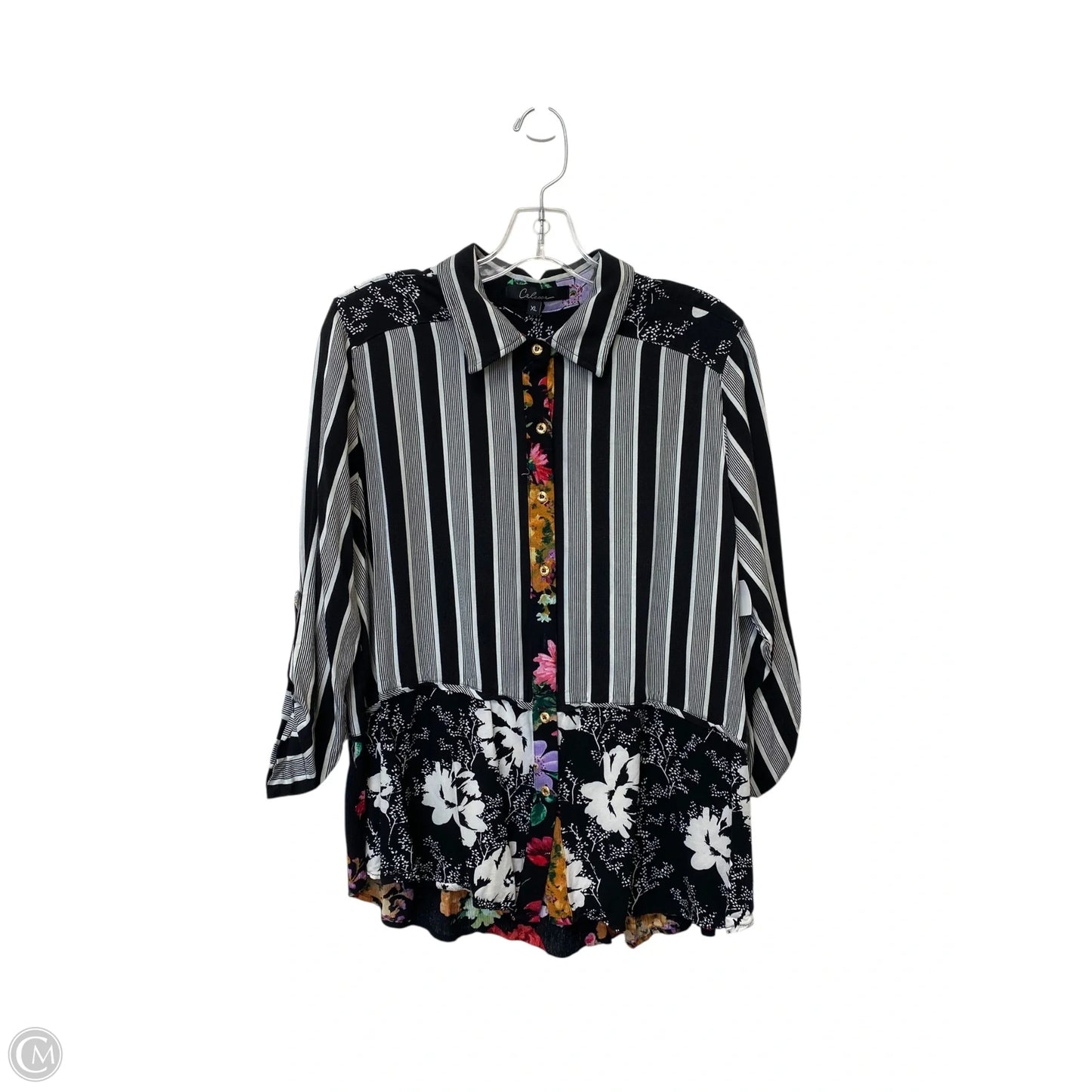 Top Long Sleeve By Calessa In Striped Pattern, Size: Xl
