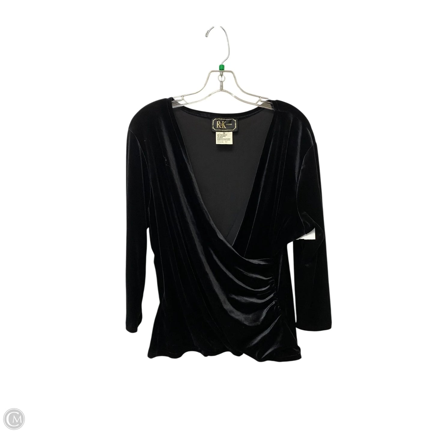 Top Long Sleeve Basic By R And K Originals In Black, Size: 16