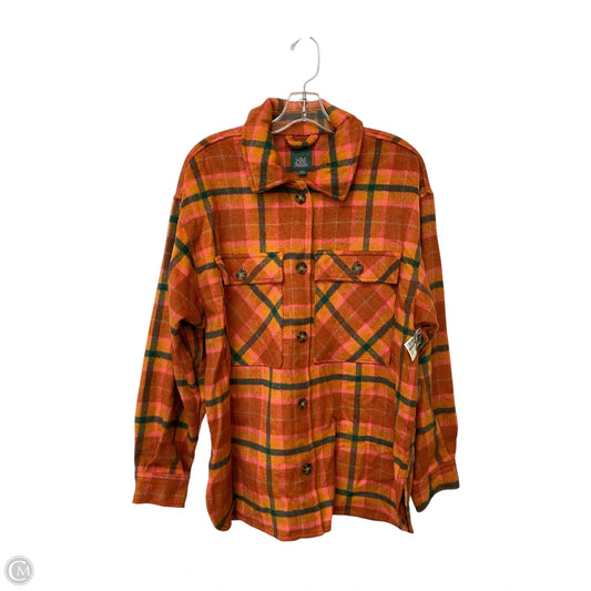 Jacket Shirt By Wild Fable In Plaid Pattern, Size: M
