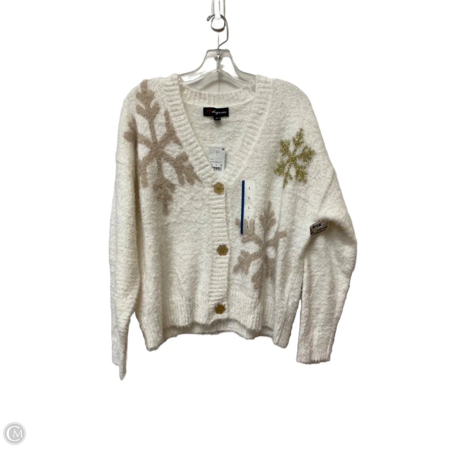 Sweater Cardigan By Clothes Mentor In White, Size: L