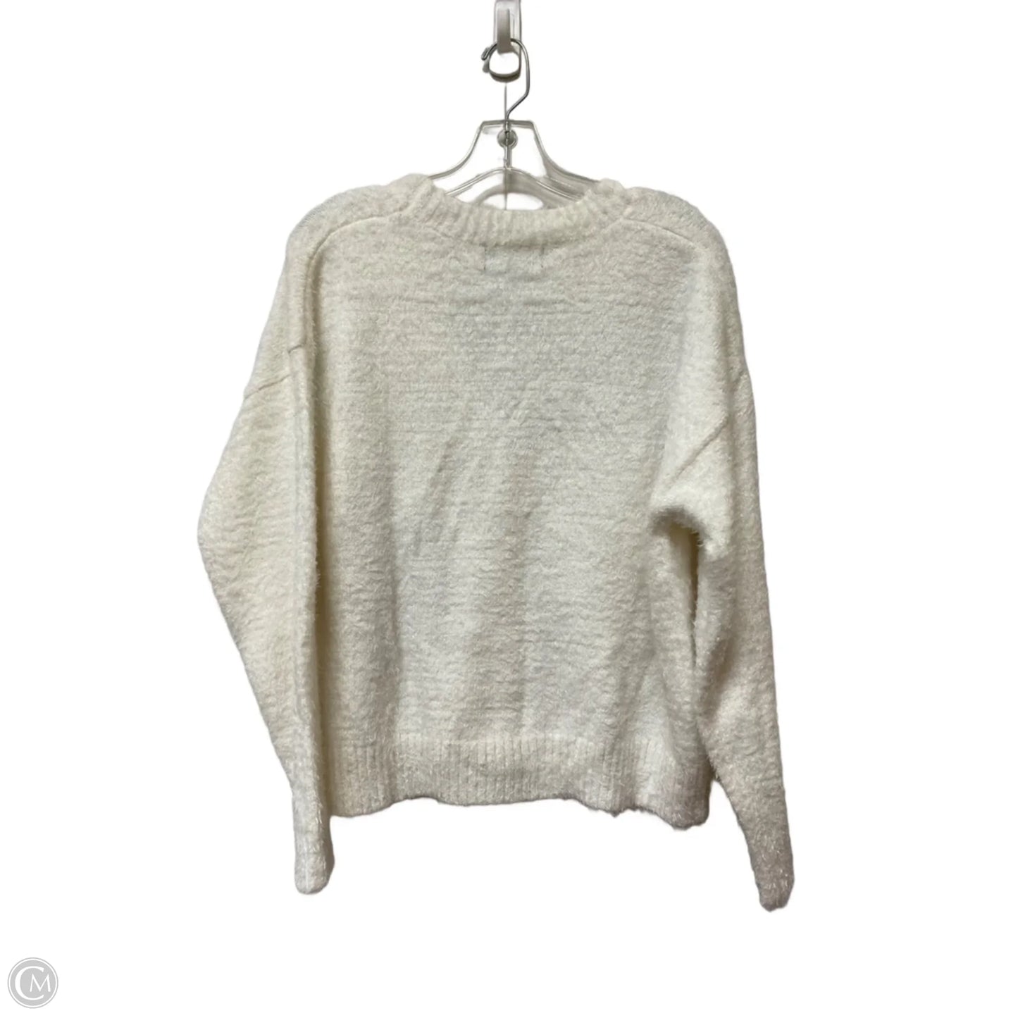 Sweater Cardigan By Clothes Mentor In White, Size: L