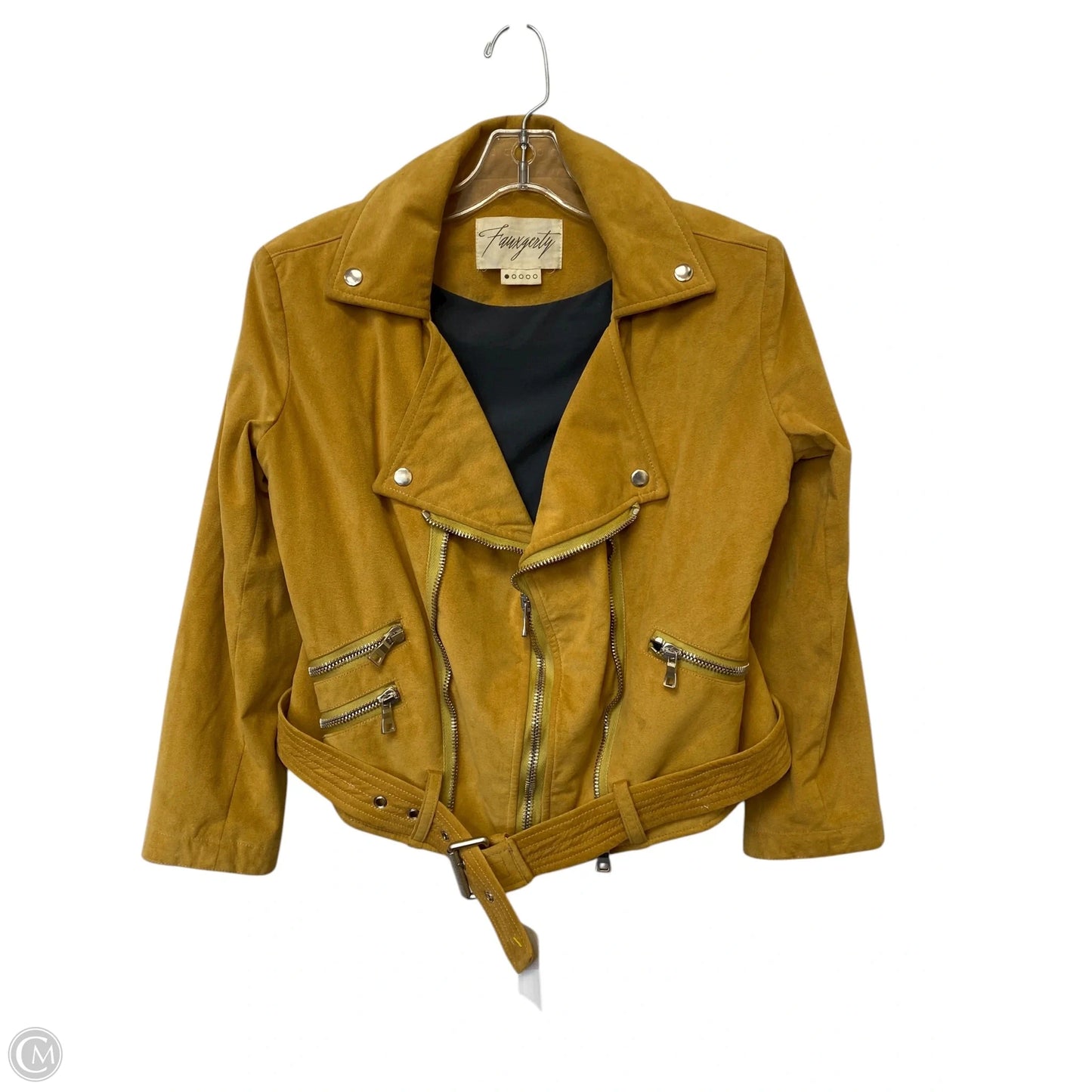Jacket Moto By Clothes Mentor In Yellow, Size: S