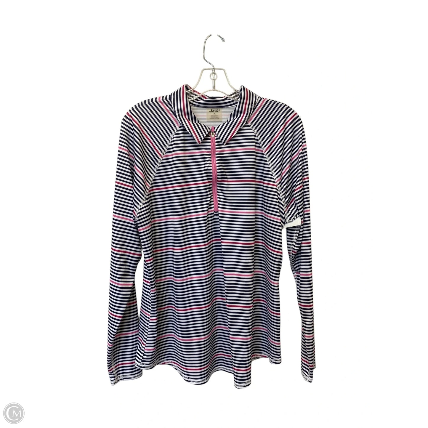 Athletic Top Long Sleeve Collar By Jofit In Striped Pattern, Size: Xl