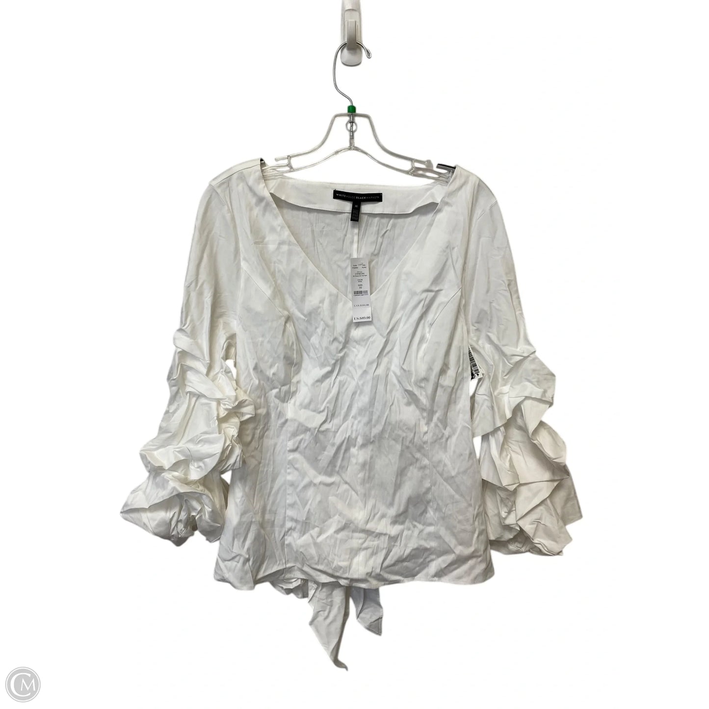 Top Long Sleeve By White House Black Market In White, Size: 16