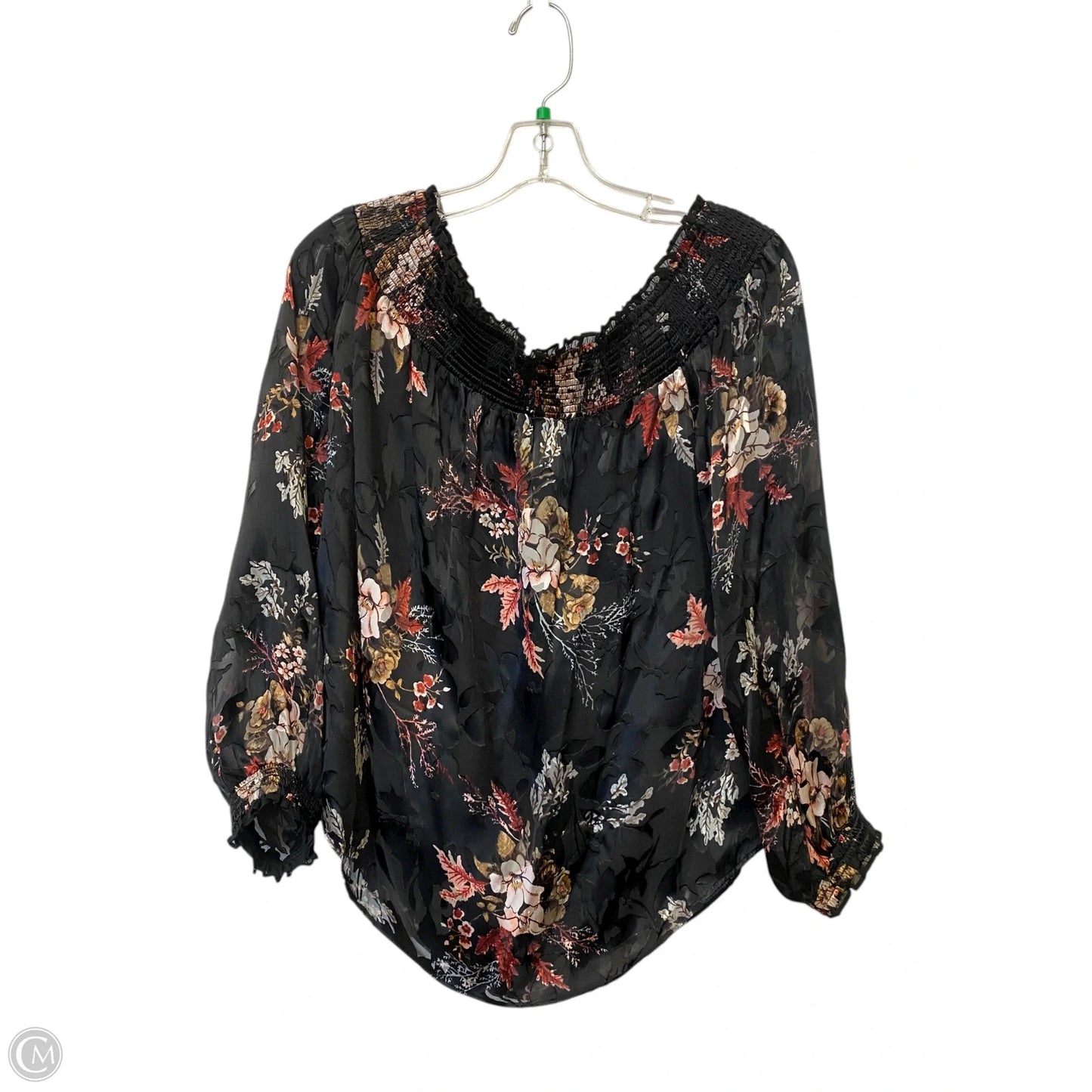Top Long Sleeve By White House Black Market In Floral Print, Size: L