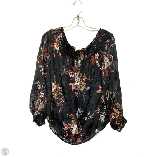 Top Long Sleeve By White House Black Market In Floral Print, Size: L
