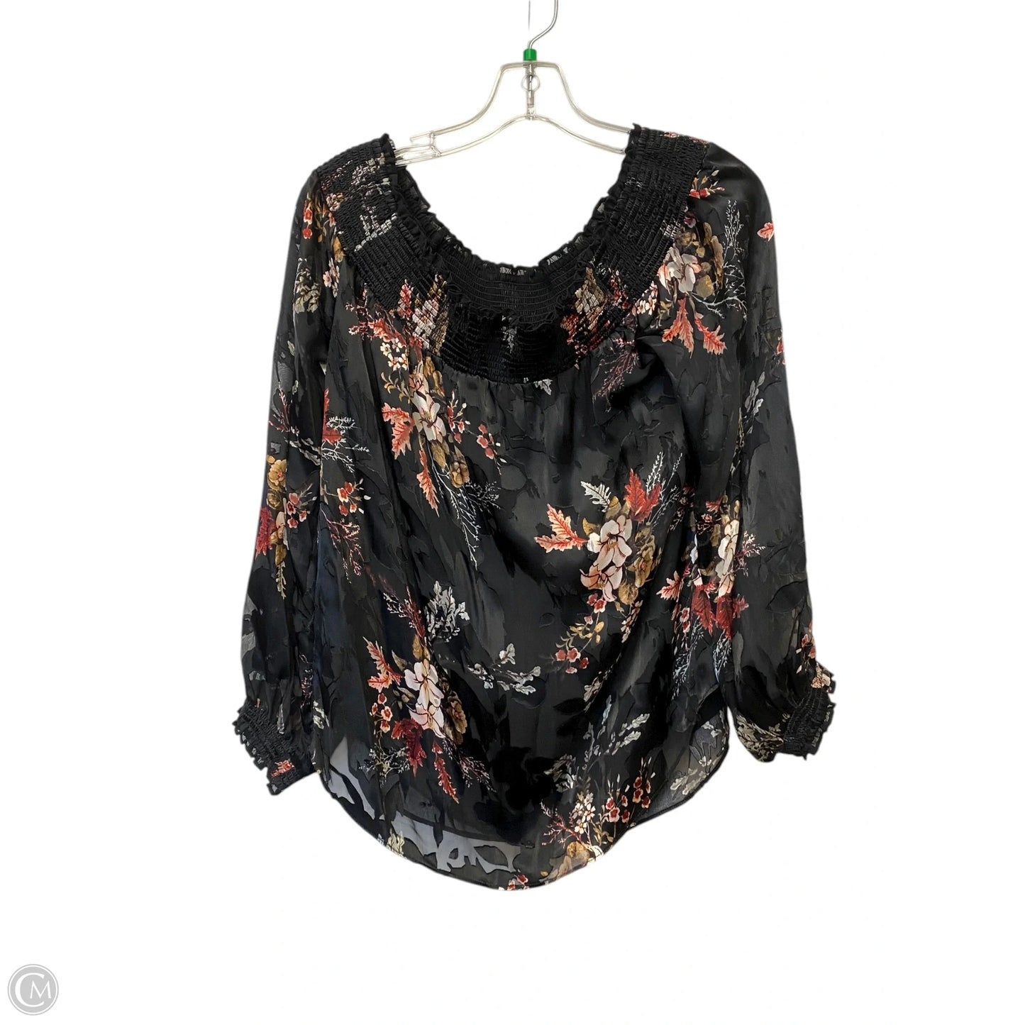 Top Long Sleeve By White House Black Market In Floral Print, Size: L