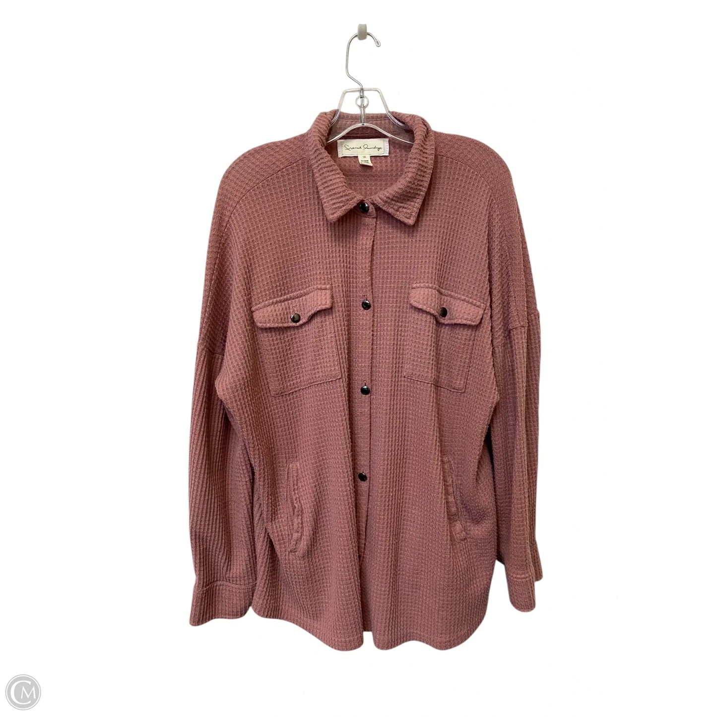 Jacket Shirt By French Laundry In Pink, Size: 1x