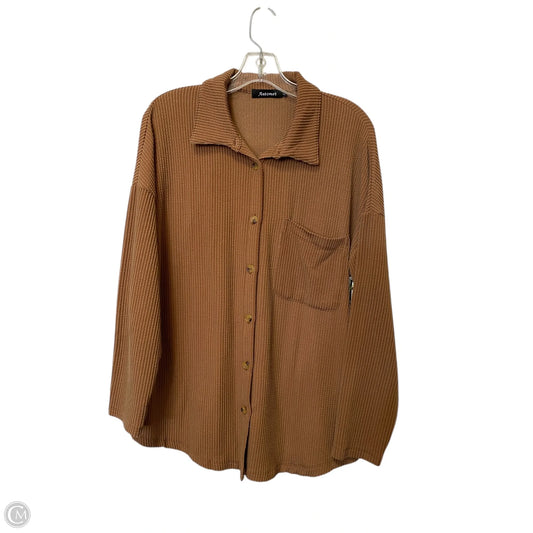 Jacket Shirt By Cme In Brown, Size: M