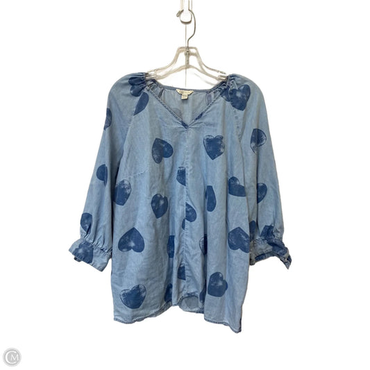 Top Long Sleeve By Cato In Blue Denim, Size: 18