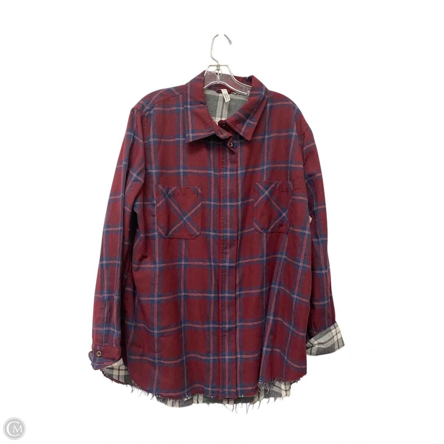 Jacket Shirt By Clothes Mentor In Plaid Pattern, Size: L
