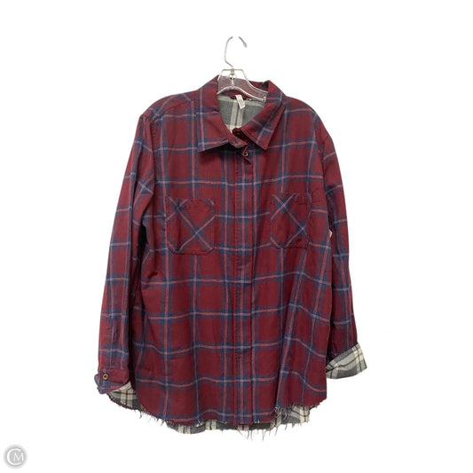 Jacket Shirt By Clothes Mentor In Plaid Pattern, Size: L