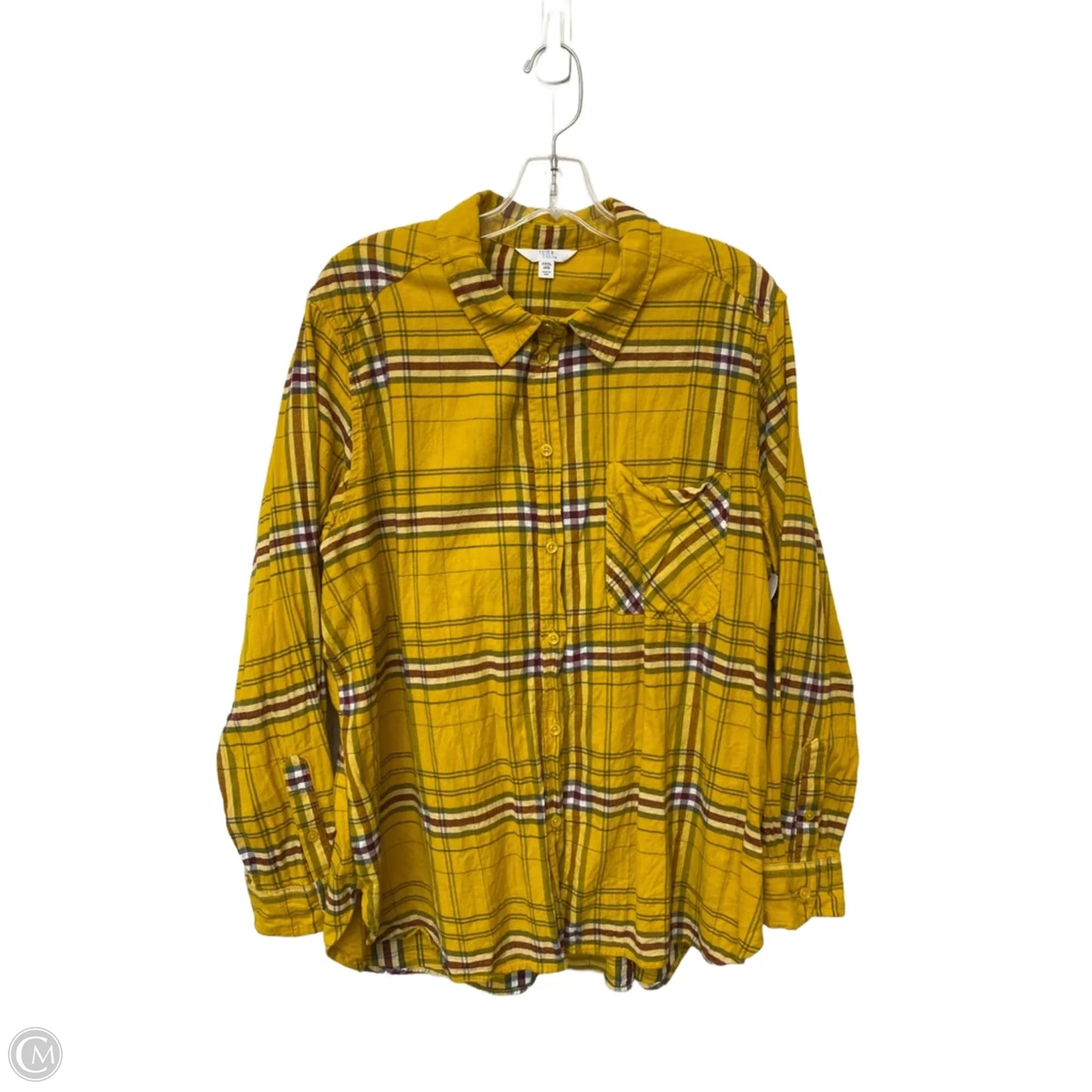 Top Long Sleeve By Time And Tru In Yellow, Size: 3x