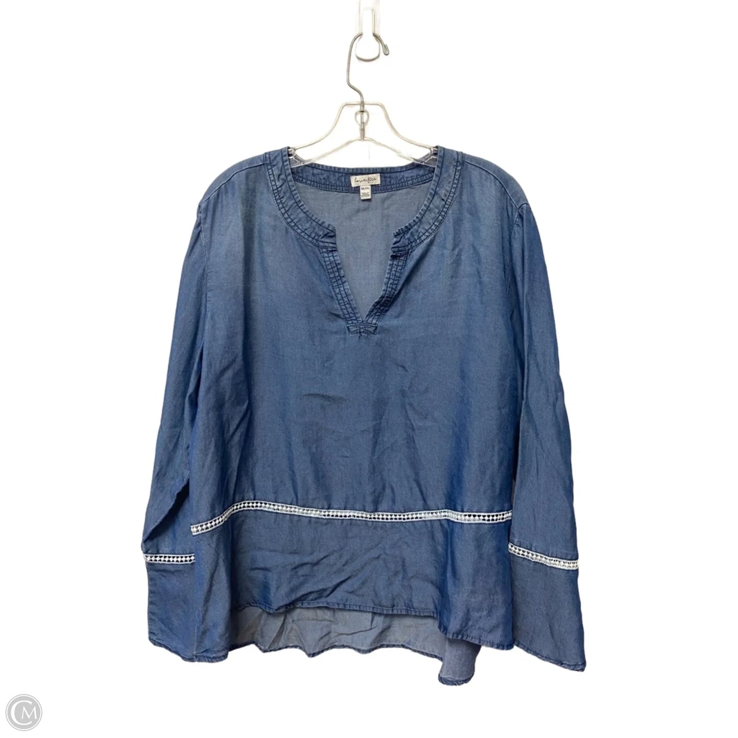 Top Long Sleeve Basic By Love Fire In Blue, Size: Xxl