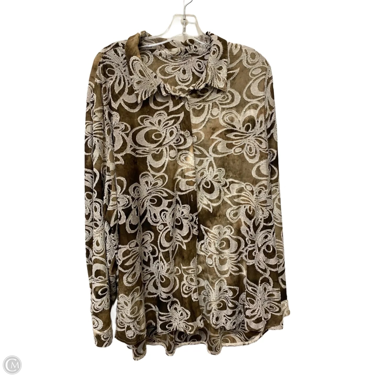 Top Long Sleeve By Cme In Brown, Size: Xl