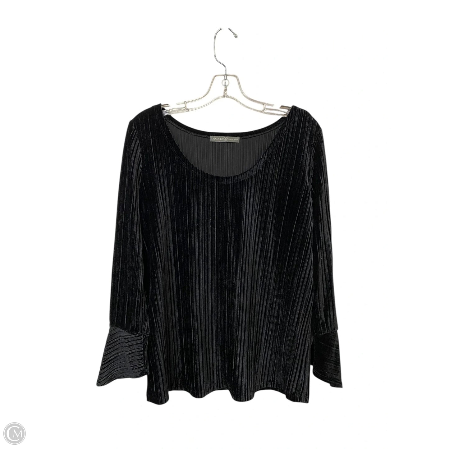 Top Long Sleeve Basic By Signature Collection In Black, Size: M