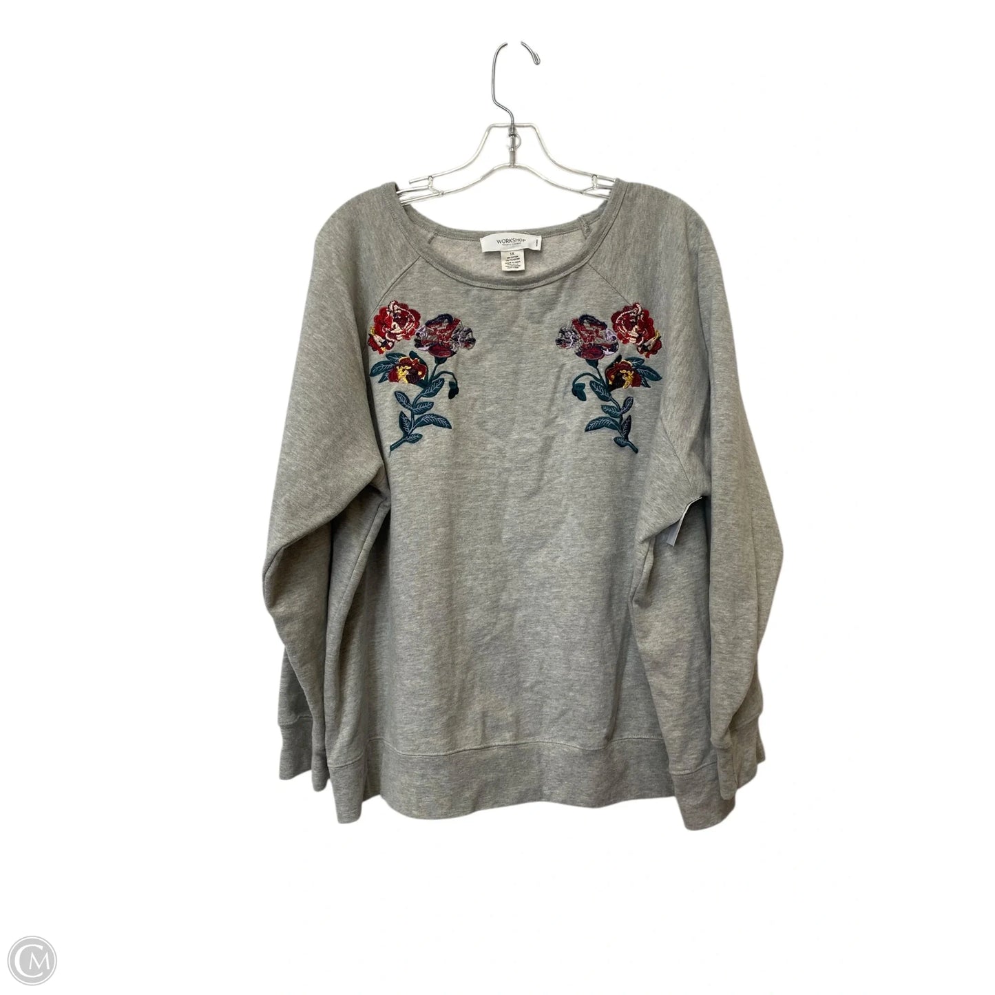 Sweatshirt Crewneck By Workshop In Grey, Size: 1x