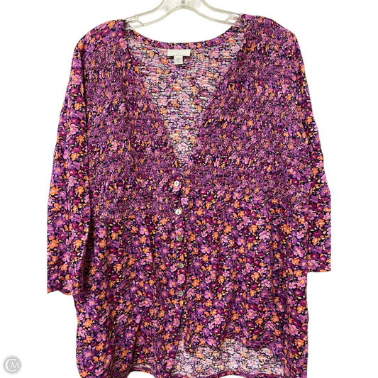Top Long Sleeve By J. Jill In Leopard Print, Size: Xl